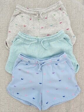 Vineyard Vines Girls' Set Of 3 Whale Sweat Shorts Size M (10-12)